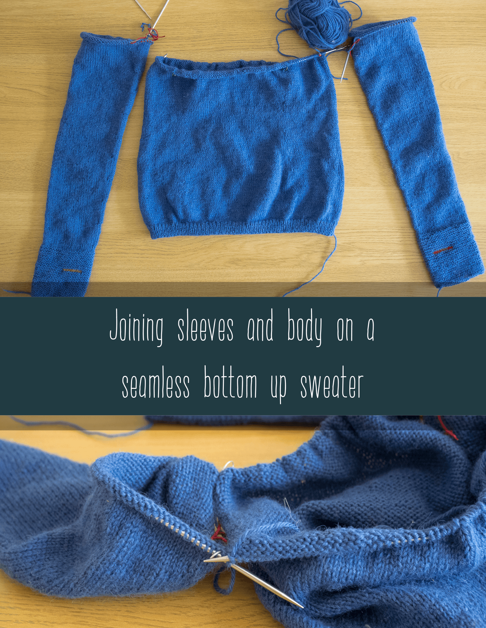 Joining the Sleeves and Body on a Seamless Bottom Up Sweater